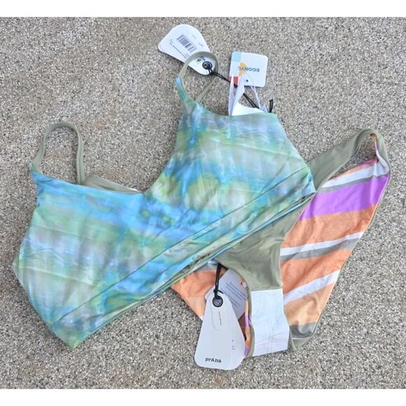 prAna Willow Falls Rever Top Sz M Elina Rever Bottom Sz L 3 In One Bikini NWT - Picture 5 of 9